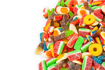 Obraz na płótnie Canvas Assorted gummy candies. Top view. Jelly sweets.