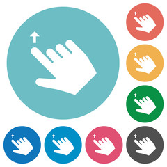 Right handed move up gesture flat round icons