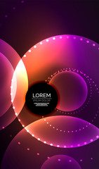 Glowing neon shiny transparent abstract geometric shapes with light effects. Techno futuristic vector abstract background For Wallpaper, Banner, Background, Card, Book Illustration, landing page