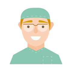 surgeon with glasses character flat style icon