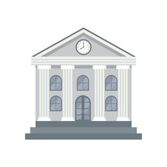 Bank Building icon in flat style isolated on white background.