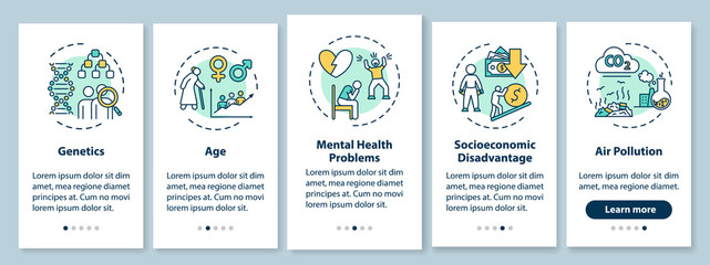 CVD risk factors onboarding mobile app page screen with concepts