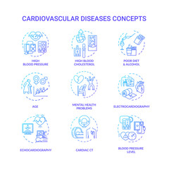 Cardiovascular diseases concept icons set
