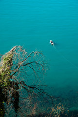 Top view of the Black Sea. Blue water in the bay. Day Georgia.