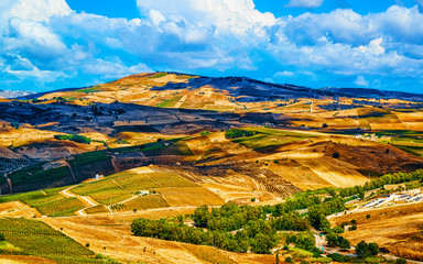 Landscape in Segesta in Sicily island reflex
