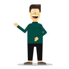 Man in glasses and green golf vector graphics.