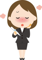 女性　スーツ　熱　つらい