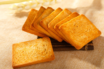 Baked steamed bread slice