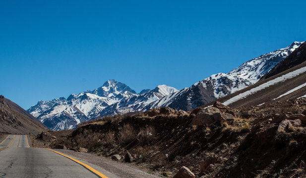 Road throught Mendoza&acute;s hills. Andes, Mendoza, Argentina 