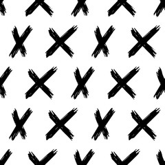 Seamless pattern with hand drawn cross symbols