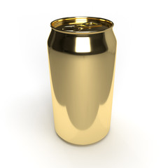 Gold Metallic Can Isolated In White Background
