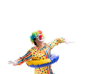 Funny clown isolated on white background