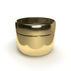 Gold Metallic Jar Cosmetics Isolated In White Background