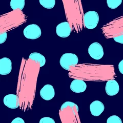 Photo sur Plexiglas Polka dot Modèle sans couture avec des taches rondes et des traits d& 39 aquarelle. Grunge, croquis, pinceau, peinture. Illustration vectorielle moderne.