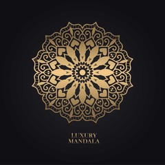 luxury mandala design background in gold color