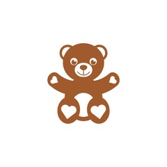 Teddy Bear with hearts icon flat style illustration for web