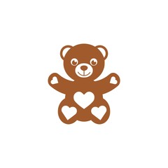 Teddy Bear with hearts icon flat style illustration for web