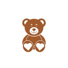 Teddy Bear with hearts icon flat style illustration for web