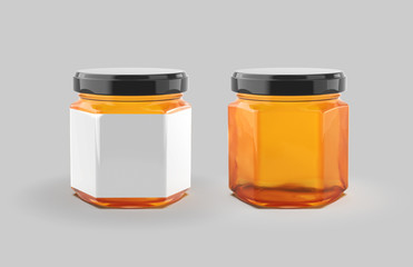 Glass honey jar label mockup