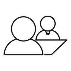 Job interview icon. Outline job interview vector icon for web design isolated on white background