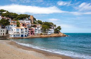 Obraz premium The seaside path and the beach of Sa Tuna in the village of Begur on the Costa Brava