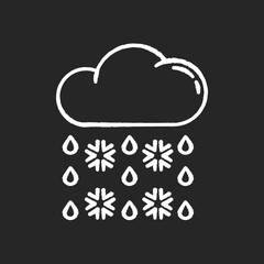 Heavy snow, sleet chalk white icon on black background