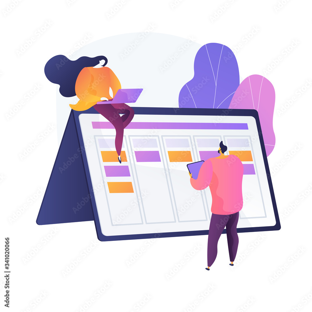 Poster scheduling. forming and filling timetable. digital calendar. time management, arranging, controlling
