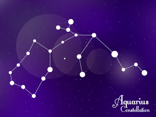 Fototapeta na wymiar Aquarius constellation. Starry night sky. Cluster of stars, galaxy. Deep space. Vector illustration