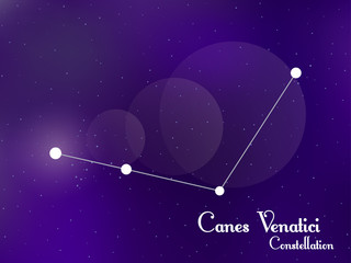 Fototapeta na wymiar Canes Venatici constellation. Starry night sky. Cluster of stars, galaxy. Deep space. Vector illustration