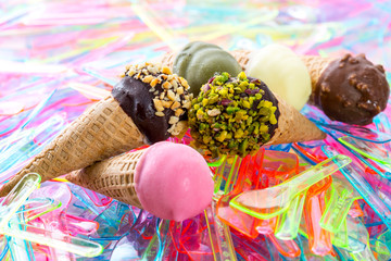 Colored ice cream cones