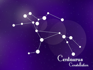 Obraz na płótnie Canvas Centaurus constellation. Starry night sky. Cluster of stars, galaxy. Deep space. Vector illustration