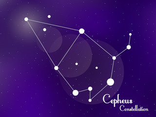Obraz na płótnie Canvas Cepheus constellation. Starry night sky. Cluster of stars, galaxy. Deep space. Vector illustration