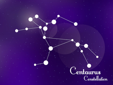Centaurus constellation. Starry night sky. Cluster of stars, galaxy. Deep space. Vector illustration