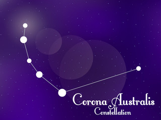 Obraz na płótnie Canvas Corona Australis constellation. Starry night sky. Cluster of stars, galaxy. Deep space. Vector illustration