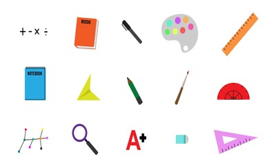 set of school icons for kids and student vector illustration