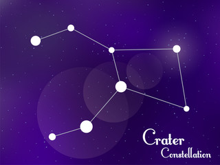 Fototapeta na wymiar Crater constellation. Starry night sky. Cluster of stars, galaxy. Deep space. Vector illustration