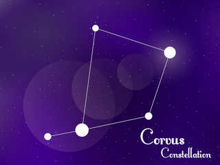 Obraz na płótnie Canvas Corvus constellation. Starry night sky. Cluster of stars, galaxy. Deep space. Vector illustration