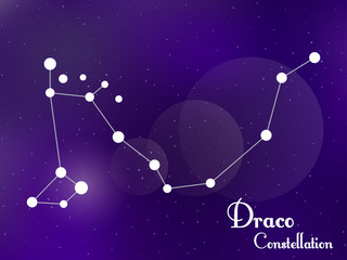 Obraz na płótnie Canvas Draco constellation. Starry night sky. Cluster of stars, galaxy. Deep space. Vector illustration