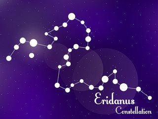 Obraz na płótnie Canvas Eridanus constellation. Starry night sky. Cluster of stars, galaxy. Deep space. Vector illustration