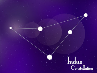 Obraz na płótnie Canvas Indus constellation. Starry night sky. Cluster of stars, galaxy. Deep space. Vector illustration