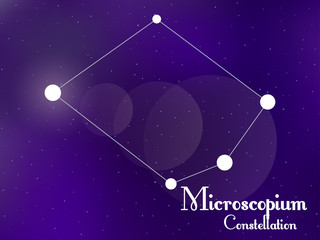 Fototapeta na wymiar Microscopium constellation. Starry night sky. Cluster of stars, galaxy. Deep space. Vector illustration