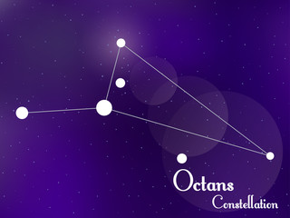 Fototapeta na wymiar Octans constellation. Starry night sky. Cluster of stars, galaxy. Deep space. Vector illustration