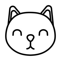 cute little cat mascot line style icon
