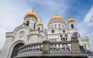 Fototapeta na wymiar The Cathedral of Christ the Saviour or Savior is a Russian Orthodox church in Moscow, Russia