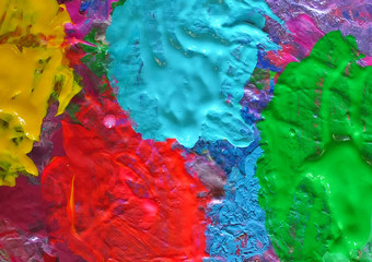 Various colors on a painter's palette, detail