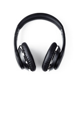 Black stylish professional wireless headphone on white background. High-quality music studio headset.
