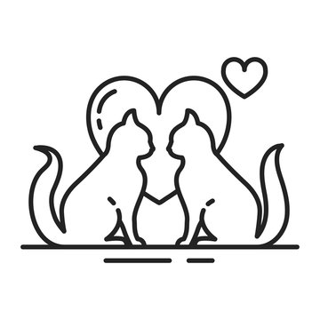 Mating Animals Black Line Icon. Combination Of Two Animal Individuals, Serving Reproduction. Pictogram For Web Page, Mobile App, Promo. UI UX GUI Design Element. Editable Stroke