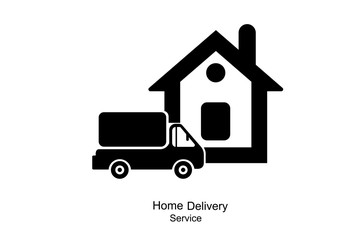 Home Delivery service icon.Express delivery concept. Truck service, order, worldwide, fast and free shipping. Modern design vector illustration.