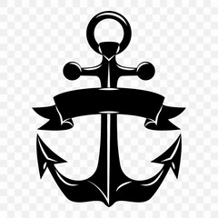 Cutout silhouette of a sea anchor on a transparent background.