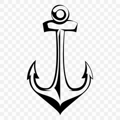 Cutout silhouette of a sea anchor on a transparent background.